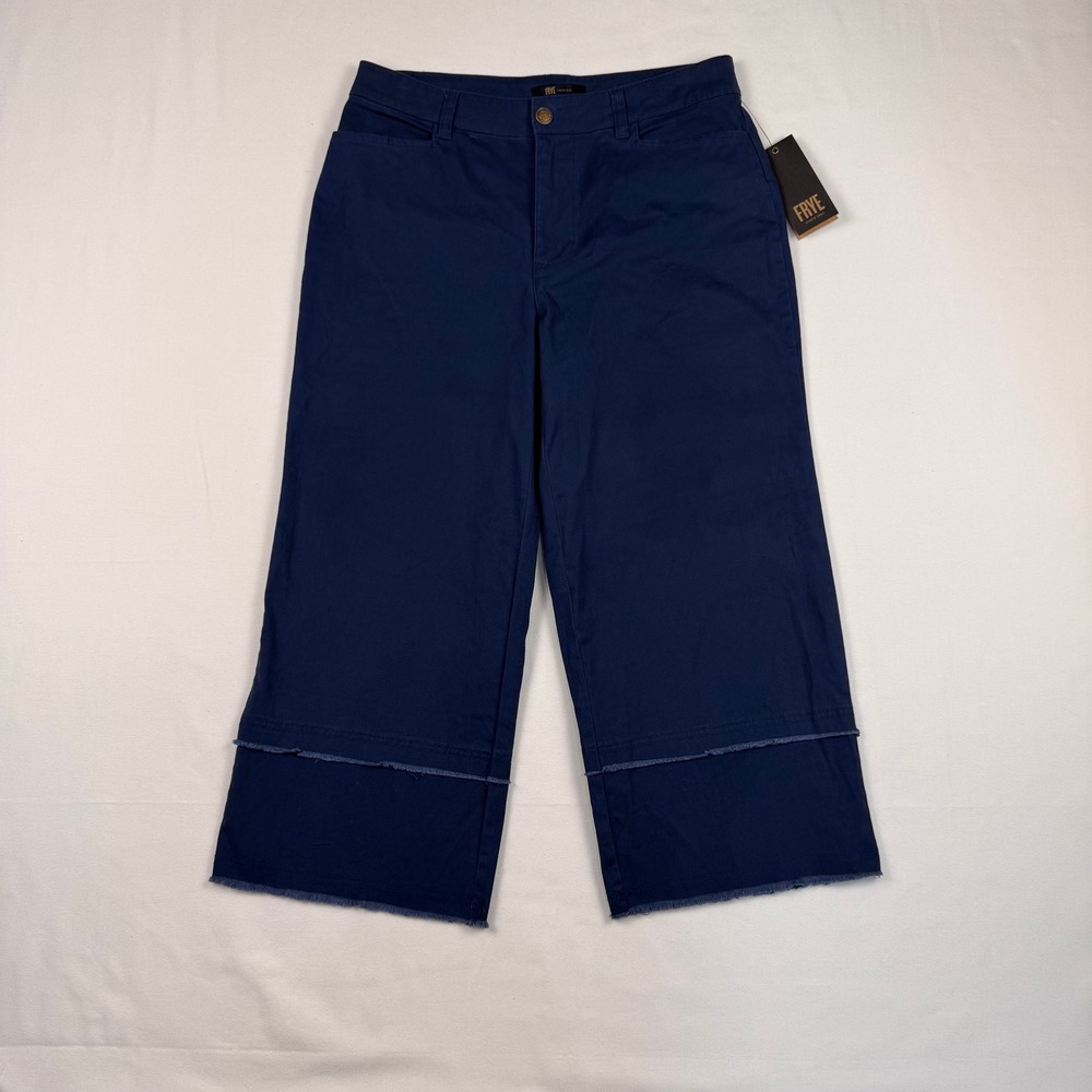 Frye Wide Leg Crop Pants Womens 10 Nightfall Navy New Raw Hem ADT1W0080MA
